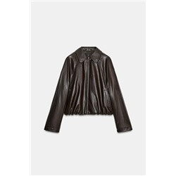 LEATHER EFFECT BOMBER JACKET
