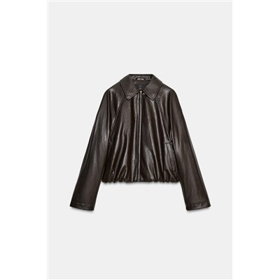 LEATHER EFFECT BOMBER JACKET