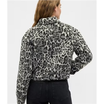 Relaxed Cropped Textured Icon Jacket