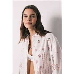 Camisa manga larga popelín estampado floral