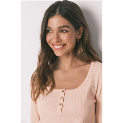 Pijama largo algodón estampado flores rosa