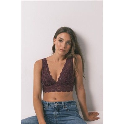 Sujetador bralette halter encaje granate