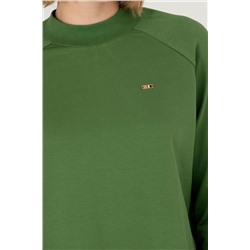 Kadın Yeşil Bisiklet Yaka Sweatshirt