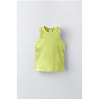 BUTTONED RIBBED T-SHIRT