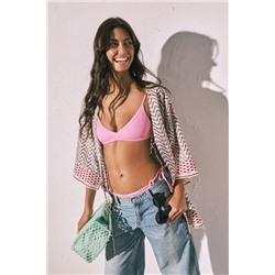 Túnica kimono corto estampado geométrico