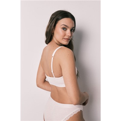 Sujetador top algodón canalé beige