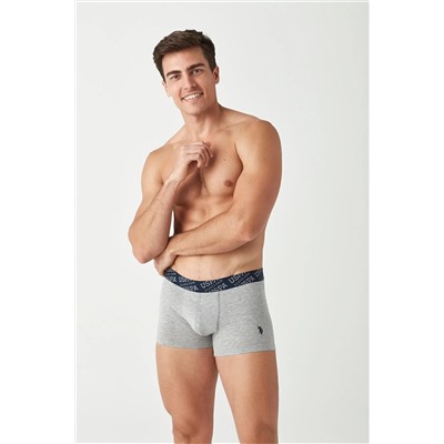 U.S. Polo Assn. Erkek Gri Melanj - Lacivert 2 Li Boxer 80366
