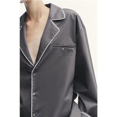 POPLIN PIPED TRIM SHIRT