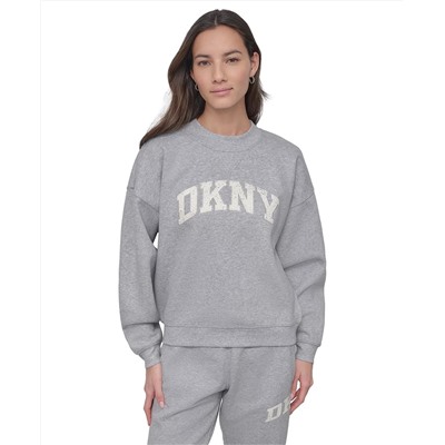 DKNY Sport Women's Rhinestone Logo Crewneck Top