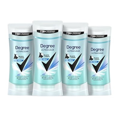 Degree Antiperspirant for Women Protects from Deodorant Stains Pure Clean Deodorant for Women 2.6 Ounce (Pack of 4)