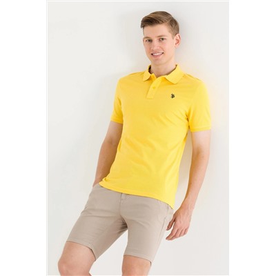 Erkek Koyu Sarı Basic Polo Yaka Tişört