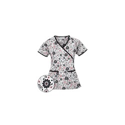 UA Spring Time White Mock Wrap Scrub Top