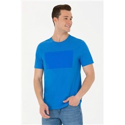 Erkek Saks Bisiklet Yaka Tişört