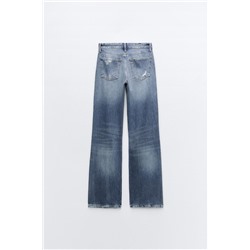 HIGH-RISE RIPPED WIDE-LEG TRF JEANS