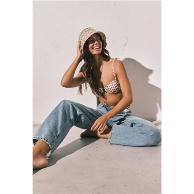 Top bikini balconette estampado geométrico