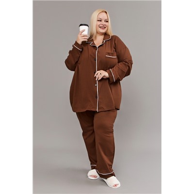 Пижама на пуговицах со штанами больших размеров Однотоннная