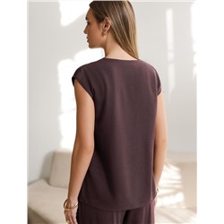 Свободный топ с V-вырезом и цельнокроеным коротким рукавом изо льна с вискозой