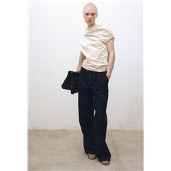 Jeans wide leg pinzas rinse wash