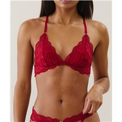 Sujetador triángulo push-up de encaje rojo