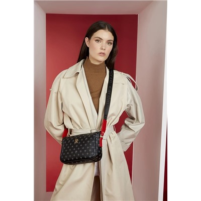 Pierre Cardin Siyah Monogram Kadın Omuz Çantası 05PO22Y1539