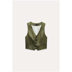 TAILORED LINEN BLEND WAISTCOAT