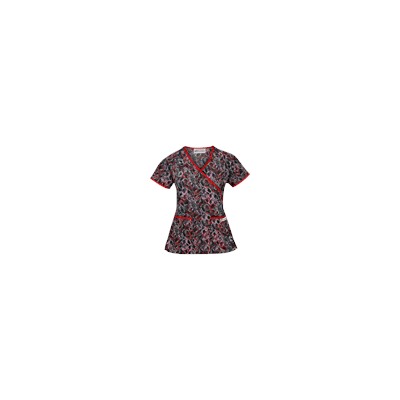 UA Twister Black Mock Wrap Scrub Top