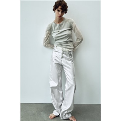 TRF HIGH-WAIST METALLIC JEANS