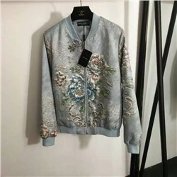 жаккардовая куртка с длинными рукавами и застежкой-молнией, абрикосовый, синий, S-XXL, [размер M; ширина плеч 39, обхват груди 102, длина рукава 59, длина одежды 59]