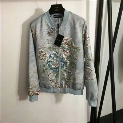 жаккардовая куртка с длинными рукавами и застежкой-молнией, абрикосовый, синий, S-XXL, [размер M; ширина плеч 39, обхват груди 102, длина рукава 59, длина одежды 59]