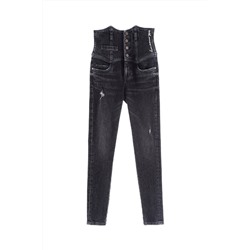 Vaquero skinny fit de tiro alto Negro