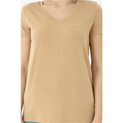 Kadın Camel Basic Tişört