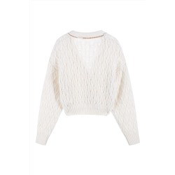 Cárdigan de lana, mohair y alpaca Blanco