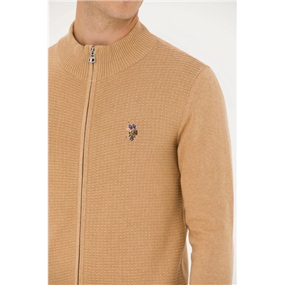 Erkek Kum Melanj Basic Triko Hırka