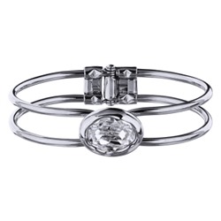 Браслет Грация (кристаллы SW 18х13 белые; покрытие родий), Есть комплект