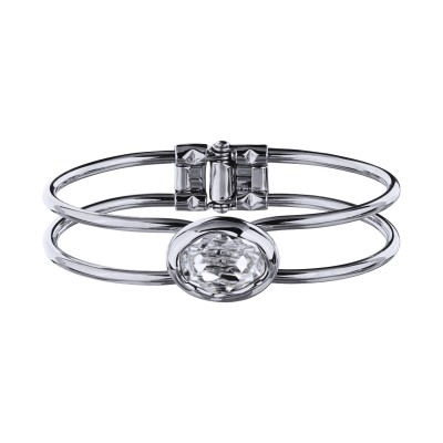 Браслет Грация (кристаллы SW 18х13 белые; покрытие родий), Есть комплект