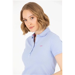 Kadın Mavi Basic Polo Yaka Tişört