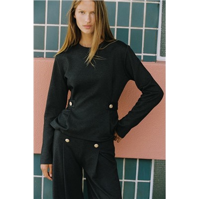 TWILL TROUSERS WITH BUTTONS