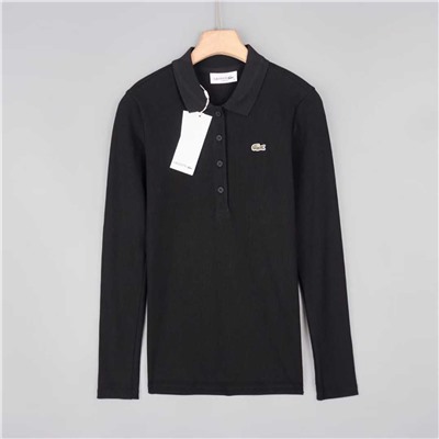 Женская простая и универсальная приталенная рубашка поло с длинными рукавами ЛАКОСТ*Е