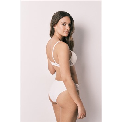 Braga clásica microfibra y encaje blanca