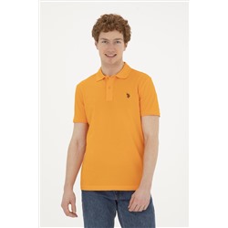 Erkek Slim Fit Polo Yaka Turuncu Basic Tişört