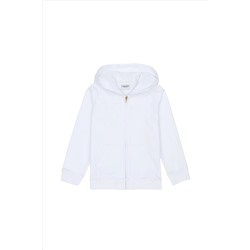 Kız Çocuk Beyaz Kapüşonlu Sweatshirt