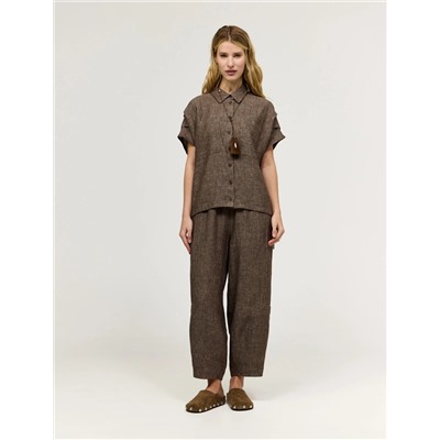 Коричневые брюки "Алладины" изо льна