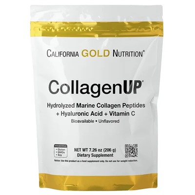 California Gold Nutrition, CollagenUP®, Hydrolyzed Marine Collagen Peptides with Hyaluronic Acid and Vitamin C, Unflavored, 7.26 oz (206 g)