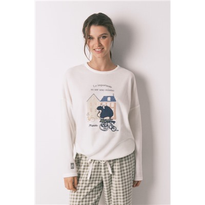 Pijama largo polar Mafalda cuadros vichy