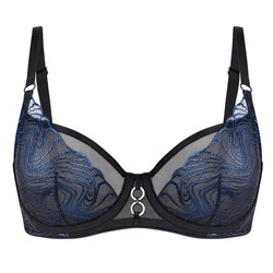 W26-0711-23-DCS-LY Bra, Бюстгальтер с мягкой чашкой на каркасной поддержке. Чашки выполнены из эластичной сетки, с лицевой стороны украшены вышивкой. Стан выполнен из сетки с вышивкой на подкладке., черный, 70% полиамид, 15% полиэстер, 15% эластан
