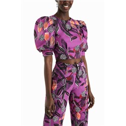 Blusa corta cremallera trasera