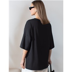 Футболка оверсайз с принтом стразами из премиального хлопка