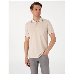 Bej Slim Fit Polo Yaka Tişört