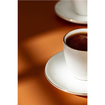 Navarre 6 Kişilik 12 Parça Kahve Fincan Takımı - Beyaz/Gold - 85 ml