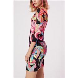 Vestido slim manga 3/4